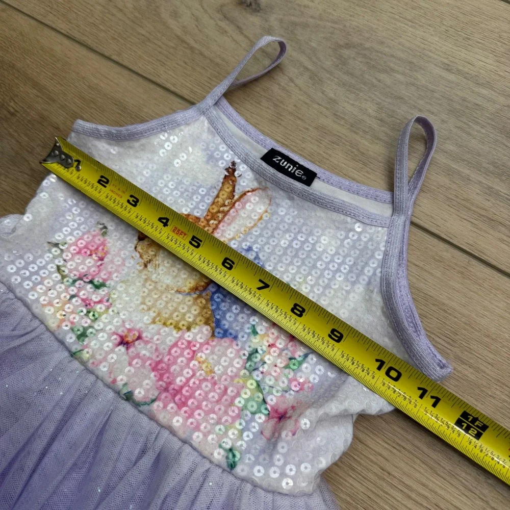 Zunie Girls Purple‎ Ombre Tutu Dress Sequin Bunny Easter Spring Size 5 ADORABLE!
